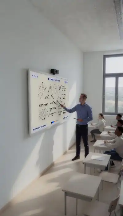 Estudiantes interactuando con pizarra interactiva EDUBOARD